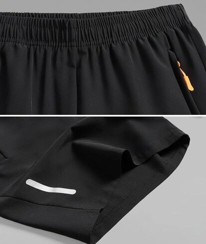 2 Pack Men's Athletic Running Shorts Quick Dry Workout Sports Shorts with Zipper Pocket in Saudi Arabia