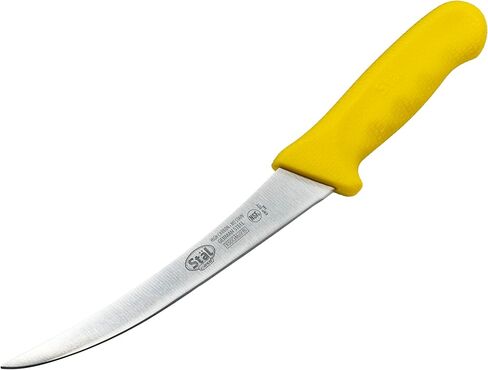 Winco 6" Commercial-Grade German Steel Boning Knife, Curved, Yellow in Saudi Arabia