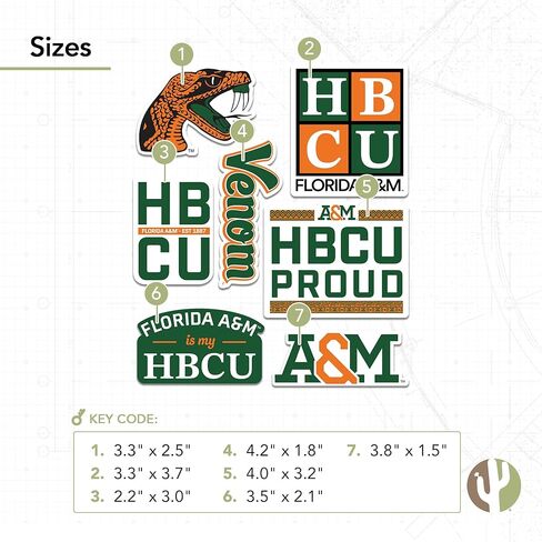 Desert Cactus Florida A&M University Sticker FAMU Rattlers Vinyl Decals Laptop Water Bottle Car Scrapbook Sheet (T2-HBCU A) in Saudi Arabia