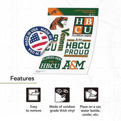 Desert Cactus Florida A&M University Sticker FAMU Rattlers Vinyl Decals Laptop Water Bottle Car Scrapbook Sheet (T2-HBCU A) in Saudi Arabia