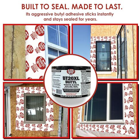شريط وامض Protecto Wrap BT20XL Butyl ™ SW - ختم مقاوم للماء ذاتي الالتصاق للتغليف الخارجي، حواف التسمير، وميض النوافذ والأبواب - التعرض للأشعة فوق البنفسجية لمدة 120 يومًا - 4 بوصات × 50 قدمًا in Kuwait