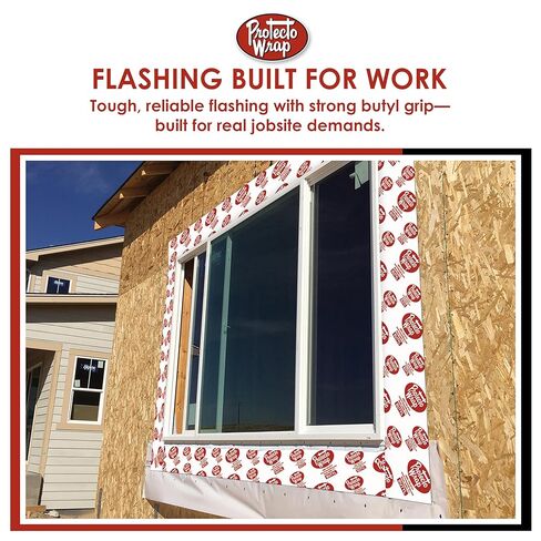 شريط وامض Protecto Wrap BT20XL Butyl ™ SW - ختم مقاوم للماء ذاتي الالتصاق للتغليف الخارجي، حواف التسمير، وميض النوافذ والأبواب - التعرض للأشعة فوق البنفسجية لمدة 120 يومًا - 4 بوصات × 50 قدمًا in Kuwait