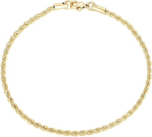 TRUMIUM 18K الذهب معبأ ربط سلسلة أساور للرجال النساء 3mm قطع الماس مضفر رجالي الذهب حبل سلسلة طول 7/8/9 بوصة in Kuwait