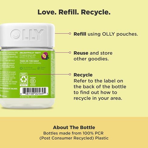 OLLY Daily Energy Gummy، إنتاج الطاقة الخلوية الخالية من الكافيين، * فيتامين ب12، مرافق الإنزيم Q10، توت الغوجي، مكمل غذائي قابل للمضغ للبالغين، بنكهة العاطفة الاستوائية، كمية تكفي 60 يومًا - 120 قطعة in Kuwait