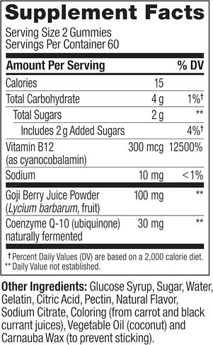 OLLY Daily Energy Gummy، إنتاج الطاقة الخلوية الخالية من الكافيين، * فيتامين ب12، مرافق الإنزيم Q10، توت الغوجي، مكمل غذائي قابل للمضغ للبالغين، بنكهة العاطفة الاستوائية، كمية تكفي 60 يومًا - 120 قطعة in Kuwait