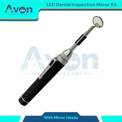مرآة فم LED لفحص فحص الأسنان مع رؤوس مرفقة - مقبض بمشبك - أداة للعناية بالفم مضادة للضباب in Kuwait