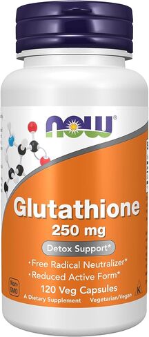 Now Supplements, الجلوتاثيون 250 مجم، دعم إزالة السموم*، معادل الجذور الحرة*، 120 كبسولة نباتية in Saudi Arabia