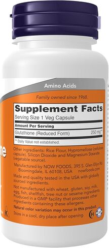 Now Supplements, الجلوتاثيون 250 مجم، دعم إزالة السموم*، معادل الجذور الحرة*، 120 كبسولة نباتية in Saudi Arabia