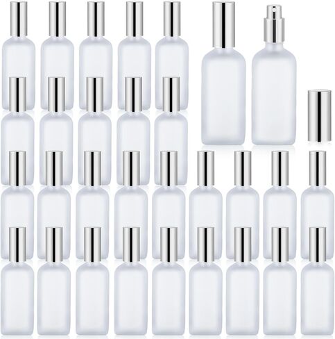 30 Pcs Glass Spray Bottle, 3.4 oz/ 100 ml Perfume Empty Bottles, Frosted Glass Spray Bottles, Refillable Clear Decorative Bottle with Gold Fine Mist Sprayer Pump for Face Body Travel in Saudi Arabia