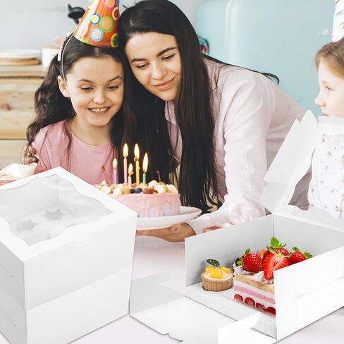 6 عبوات من FMOACEN للكيك والكب كيك مع نافذة شفافة تصميم 5 في 1 لـ 5 كب كيك و1 حامل كعكة صغير مثالي للحفلات وأعياد الميلاد وحفلات الزفاف والتجمعات العائلية والاحتفالات in Saudi Arabia