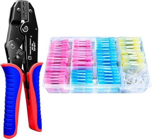 350 PCS Heat Shrink Soldering Butt Connector with Crimper Kit-AWG 22-10 Ratchet Crimper Tinned Copper Insulated Electrical Connectors Set for Automotive,Decoration Wiring,Marine Wire Joint in Saudi Arabia