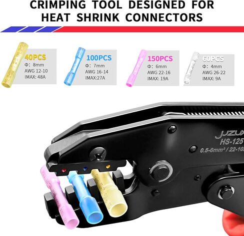 350 PCS Heat Shrink Soldering Butt Connector with Crimper Kit-AWG 22-10 Ratchet Crimper Tinned Copper Insulated Electrical Connectors Set for Automotive,Decoration Wiring,Marine Wire Joint in Saudi Arabia