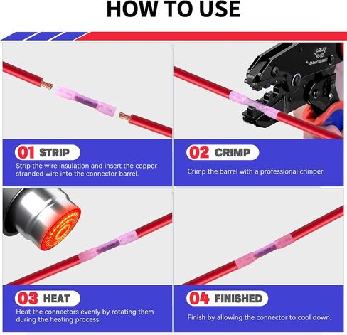 350 PCS Heat Shrink Soldering Butt Connector with Crimper Kit-AWG 22-10 Ratchet Crimper Tinned Copper Insulated Electrical Connectors Set for Automotive,Decoration Wiring,Marine Wire Joint in Saudi Arabia