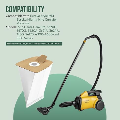 HEPA Replacement Micro Filtration Cloth HEPA Vacuum Bags Compatible with Eureka Style MM Eureka Mighty Mite 3670 and 3680, Replaces 60295A 60295B, Pack of 9 in Saudi Arabia