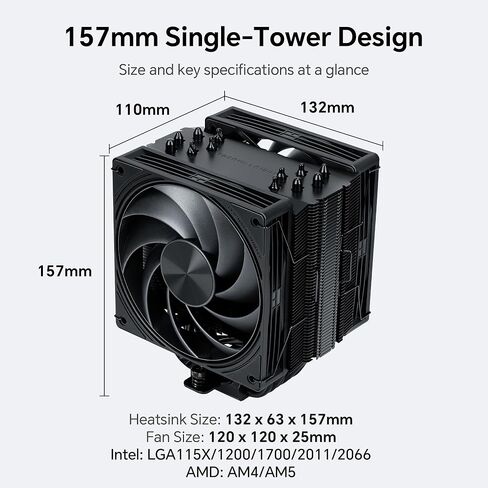 Thermalright CPU Cooler Ultra 120 Extreme EVO REV.5, Dual 120mm PWM Fans, LCP Blades, 2400RPM, 6 Heat Pipes, 157mm Single Tower, for Intel LGA1700 and AMD AM5/AM4 (Black) in Saudi Arabia
