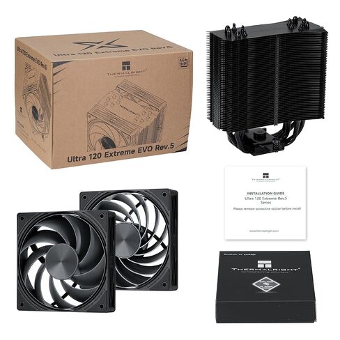 Thermalright CPU Cooler Ultra 120 Extreme EVO REV.5, Dual 120mm PWM Fans, LCP Blades, 2400RPM, 6 Heat Pipes, 157mm Single Tower, for Intel LGA1700 and AMD AM5/AM4 (Black) in Saudi Arabia