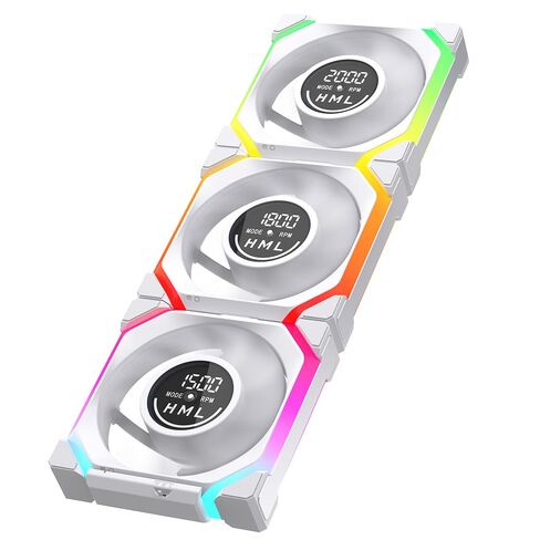 Galaxy V2 Reverse Blade 120MM PC CASE Fan|Computer Cooling ARGB CPU Cooler Daisy Chain Fan|Three-Mode Digital Display 600-2100 PWM Control|Triple Pack (Black-3Pack) in Kuwait