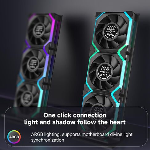 Galaxy V2 Reverse Blade 120MM PC CASE Fan|Computer Cooling ARGB CPU Cooler Daisy Chain Fan|Three-Mode Digital Display 600-2100 PWM Control|Triple Pack (Black-3Pack) in Kuwait