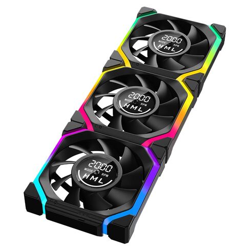 Galaxy V2 Reverse Blade 120MM PC CASE Fan|Computer Cooling ARGB CPU Cooler Daisy Chain Fan|Three-Mode Digital Display 600-2100 PWM Control|Triple Pack (Black-3Pack) in Kuwait