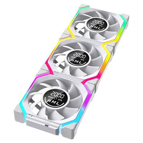 Galaxy V2 Reverse Blade 120MM PC CASE Fan|Computer Cooling ARGB CPU Cooler Daisy Chain Fan|Three-Mode Digital Display 600-2100 PWM Control|Triple Pack (Black-3Pack) in Kuwait