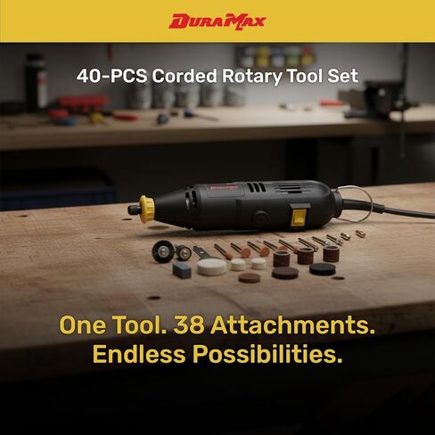 DURAMAX 40-Piece Rotary Tool Kit, Variable Speed 8000-30000 RPM, 120V Corded, with Blow Mold Case, for Cutting, Grinding, Polishing in Saudi Arabia