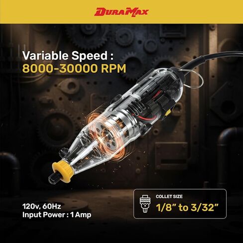 DURAMAX 40-Piece Rotary Tool Kit, Variable Speed 8000-30000 RPM, 120V Corded, with Blow Mold Case, for Cutting, Grinding, Polishing in Saudi Arabia