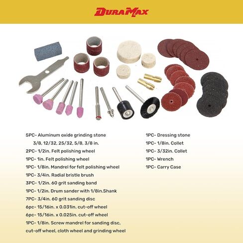 DURAMAX 40-Piece Rotary Tool Kit, Variable Speed 8000-30000 RPM, 120V Corded, with Blow Mold Case, for Cutting, Grinding, Polishing in Saudi Arabia