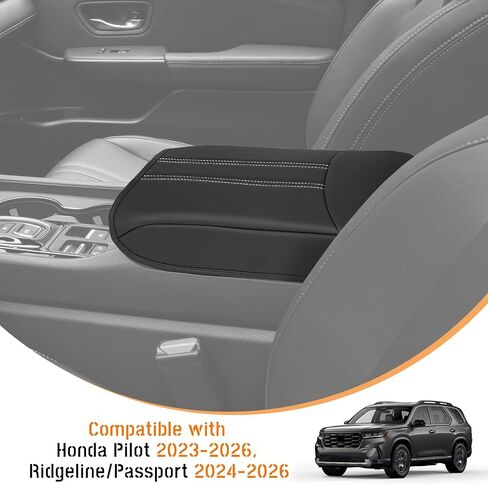 غطاء مسند ذراع وحدة التحكم المركزية متوافق مع Honda Pilot 2023 2024 2025 2026، Ridgeline Passport 2024-2026، وسادة غطاء مسند الذراع، وسادة حماية وحدة التحكم المركزية (خياطة حمراء) in Kuwait