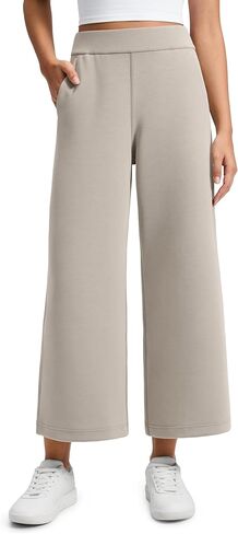 CRZ YOGA SoftAura Wide Leg Cropped Sweatpants Women 25" - Modal Lounge Travel Casual Capri Pants with Pockets in Saudi Arabia