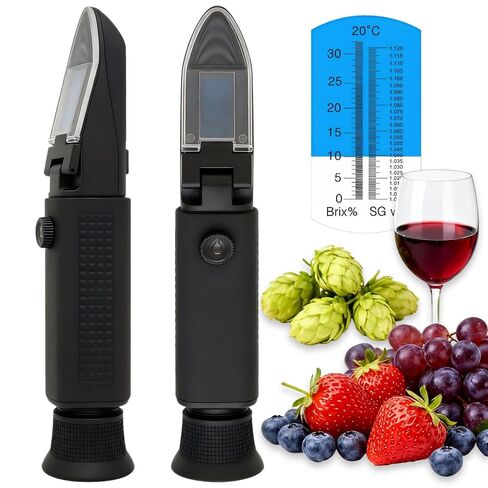 Brix Refractometer with ATC, 0-32% Dual Scale - Specific Gravity & Brix, Hydrometer in Wine Making and Beer Brewing, Homebrew Kit in Saudi Arabia
