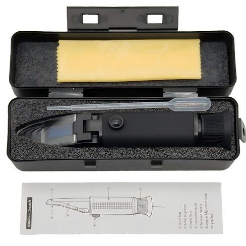 Brix Refractometer with ATC, 0-32% Dual Scale - Specific Gravity & Brix, Hydrometer in Wine Making and Beer Brewing, Homebrew Kit in Saudi Arabia