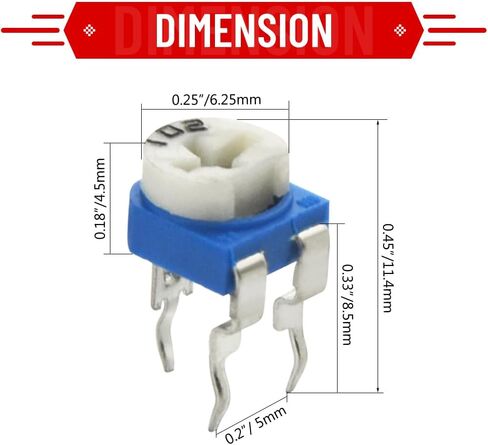 WMYCONGCONG 100 PCS 500 to 1M Ohm Variable Resistor 6mm Potentiometer Assortment Kit Trimmer Pot Top Adjustment Potentiometer in Saudi Arabia