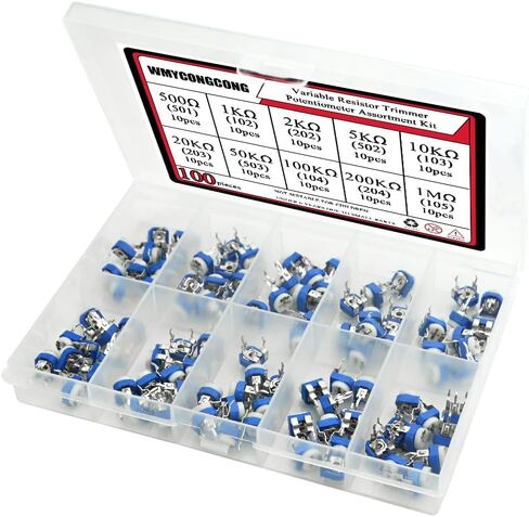 WMYCONGCONG 100 PCS 500 to 1M Ohm Variable Resistor 6mm Potentiometer Assortment Kit Trimmer Pot Top Adjustment Potentiometer in Saudi Arabia