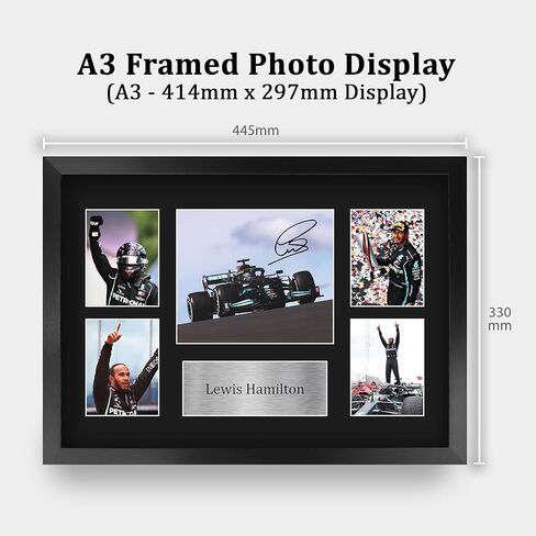 HWC Trading Lewis Hamilton 16 x 12 بوصة (A3) هدايا مطبوعة موقعة عرض تقديمي لعشاق سباقات الفورمولا 1 - 16 بوصة × 12 بوصة مؤطرة in Saudi Arabia