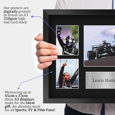 HWC Trading Lewis Hamilton 16 x 12 بوصة (A3) هدايا مطبوعة موقعة عرض تقديمي لعشاق سباقات الفورمولا 1 - 16 بوصة × 12 بوصة مؤطرة in Saudi Arabia
