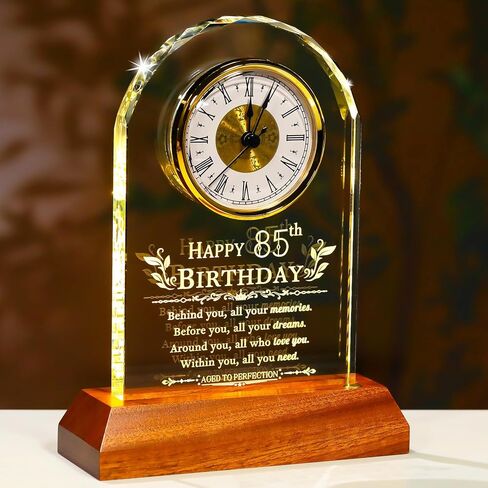 Ornalrist 90th Birthday Gifts for Men Glass 90th Birthday Quartz Clock Presents with Wooden Light Base Turning 90 Year Old Birthday Ideas for Women Mom Grandpa Decor for Home in Saudi Arabia