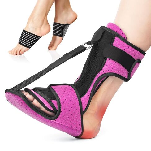 Plantar Fasciitis Night Splint: Adjustable Brace with Arch Support | Dorsal Night Splint for Women Men | Dual Effective Relief Achilles Tendonitis Foot Drop Heel Pain Black-Blue in Saudi Arabia