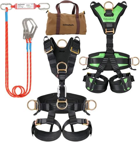 Safety Harness Fall Protection,Roof Harness Safety,Climbing Harness,Safety Harness for Construction,Upgraded Removable Cushion Bag and Rope（1 Pack in Saudi Arabia