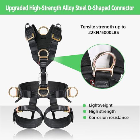 Safety Harness Fall Protection,Roof Harness Safety,Climbing Harness,Safety Harness for Construction,Upgraded Removable Cushion Bag and Rope（1 Pack in Saudi Arabia