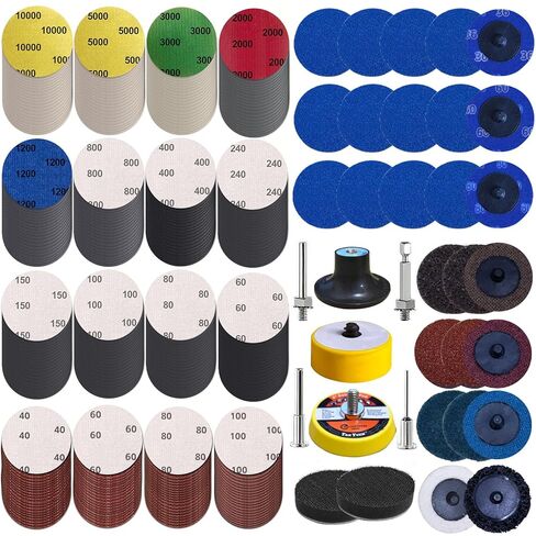 294 PCS 2 Inch Die Grinder Sanding Discs with 1/4" &1/8"Roll Lock , Compatible with Both Die Grinders and Power Drills for Surface Conditioning, Sanding & Polishing，Sanding Pads Includes 40-10000 Grit in Saudi Arabia