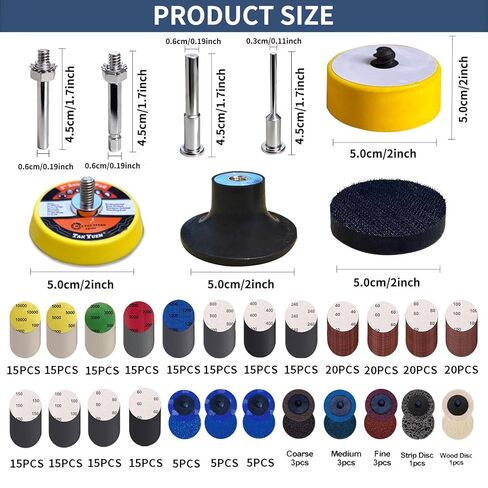 294 PCS 2 Inch Die Grinder Sanding Discs with 1/4" &1/8"Roll Lock , Compatible with Both Die Grinders and Power Drills for Surface Conditioning, Sanding & Polishing，Sanding Pads Includes 40-10000 Grit in Saudi Arabia