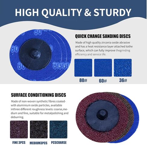 294 PCS 2 Inch Die Grinder Sanding Discs with 1/4" &1/8"Roll Lock , Compatible with Both Die Grinders and Power Drills for Surface Conditioning, Sanding & Polishing，Sanding Pads Includes 40-10000 Grit in Saudi Arabia