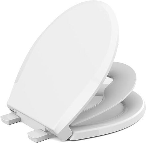 Toilet seat with toddler seat built in, Potty training toilet seat, Fits both adult and child, Slow-Close, Toddler toilet seat attachment, ROUND, Heavy Duty, White(16.5") in Saudi Arabia
