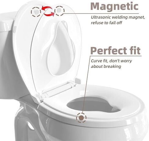 Toilet seat with toddler seat built in, Potty training toilet seat, Fits both adult and child, Slow-Close, Toddler toilet seat attachment, ROUND, Heavy Duty, White(16.5") in Saudi Arabia