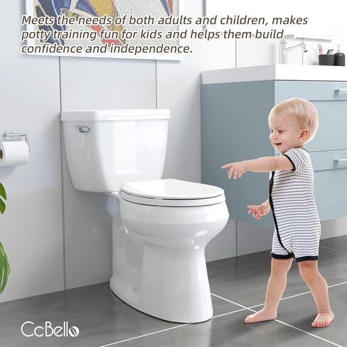 Toilet seat with toddler seat built in, Potty training toilet seat, Fits both adult and child, Slow-Close, Toddler toilet seat attachment, ROUND, Heavy Duty, White(16.5") in Saudi Arabia