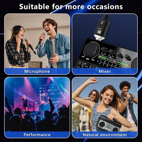 جهاز إرسال واستقبال ميكروفون لاسلكي UHF، محول XLR لنظام PA، خلاط صوت، ميكروفون مكثف - مدى طويل 164 قدم للكنيسة، الفصول الدراسية، الكاريوكي، الكلام in Saudi Arabia