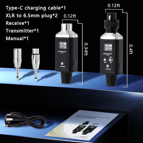 جهاز إرسال واستقبال ميكروفون لاسلكي UHF، محول XLR لنظام PA، خلاط صوت، ميكروفون مكثف - مدى طويل 164 قدم للكنيسة، الفصول الدراسية، الكاريوكي، الكلام in Saudi Arabia