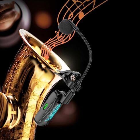 2.4G Wireless Saxophone Microphone, Lossless Sound Capture Auto Pairing Low Latency Rechargeable Adjustable withNoise Reduction Technology, for Saxophone Flute Clarinet in Saudi Arabia