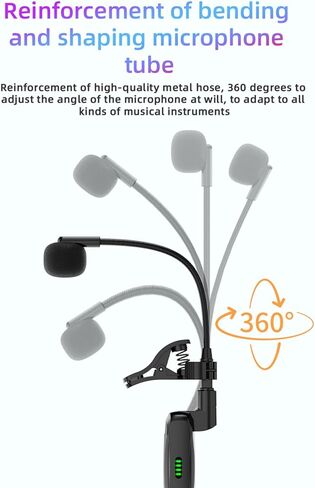 2.4G Wireless Saxophone Microphone, Lossless Sound Capture Auto Pairing Low Latency Rechargeable Adjustable withNoise Reduction Technology, for Saxophone Flute Clarinet in Saudi Arabia