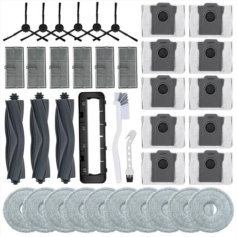 38Pcs Replacement Parts for Dreame L10s Pro Ultra Heat/X30 Ultra/Mova E30 Ultra Vacuum Cleaner Accessories Kit,3 Main Brush,1 MainBrush Cover,10 Mop Pads,6 Filters,6 Side Brush,10 Dust Bags in Saudi Arabia